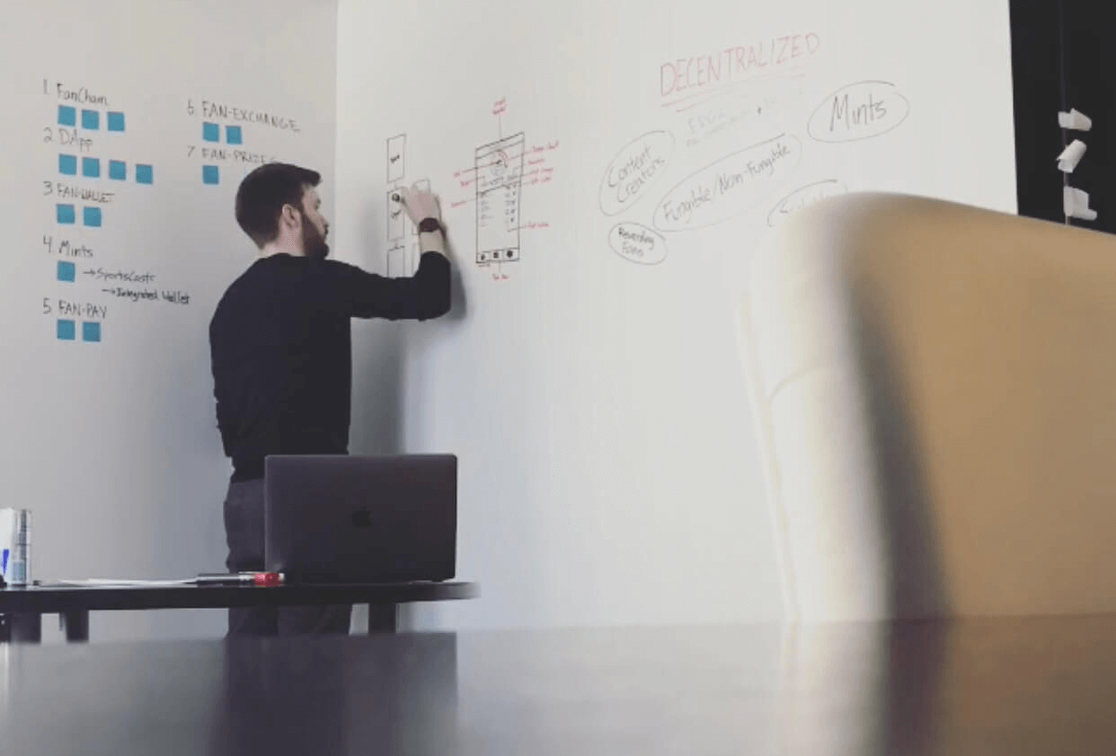 Dakota working at whiteboard