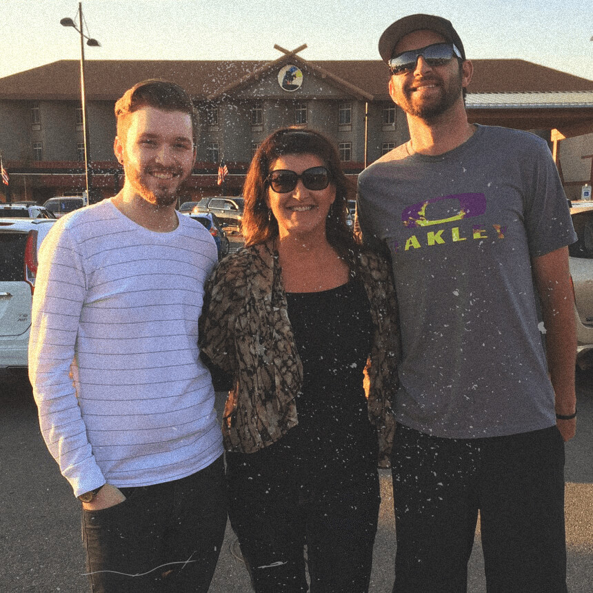 Mother's Day 2016 with mom, Tammy, and brother, Colton