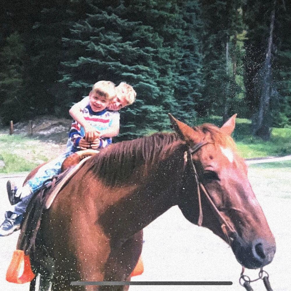Horseback riding with brother, Colton