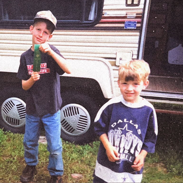 Camping with brother, Colton